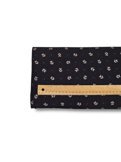 * Unique Design * Crinkled Crepe Moonlit Sprigs Black
