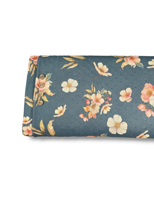*Unique Design* Swiss Dot Knit Cottage Watercolor Denim