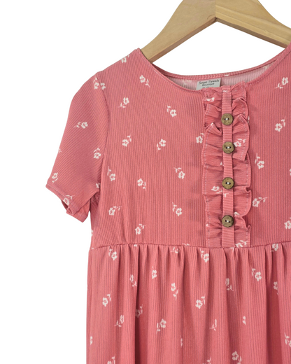 2-3 Yr Ribbed Knit Posie Pink Dress