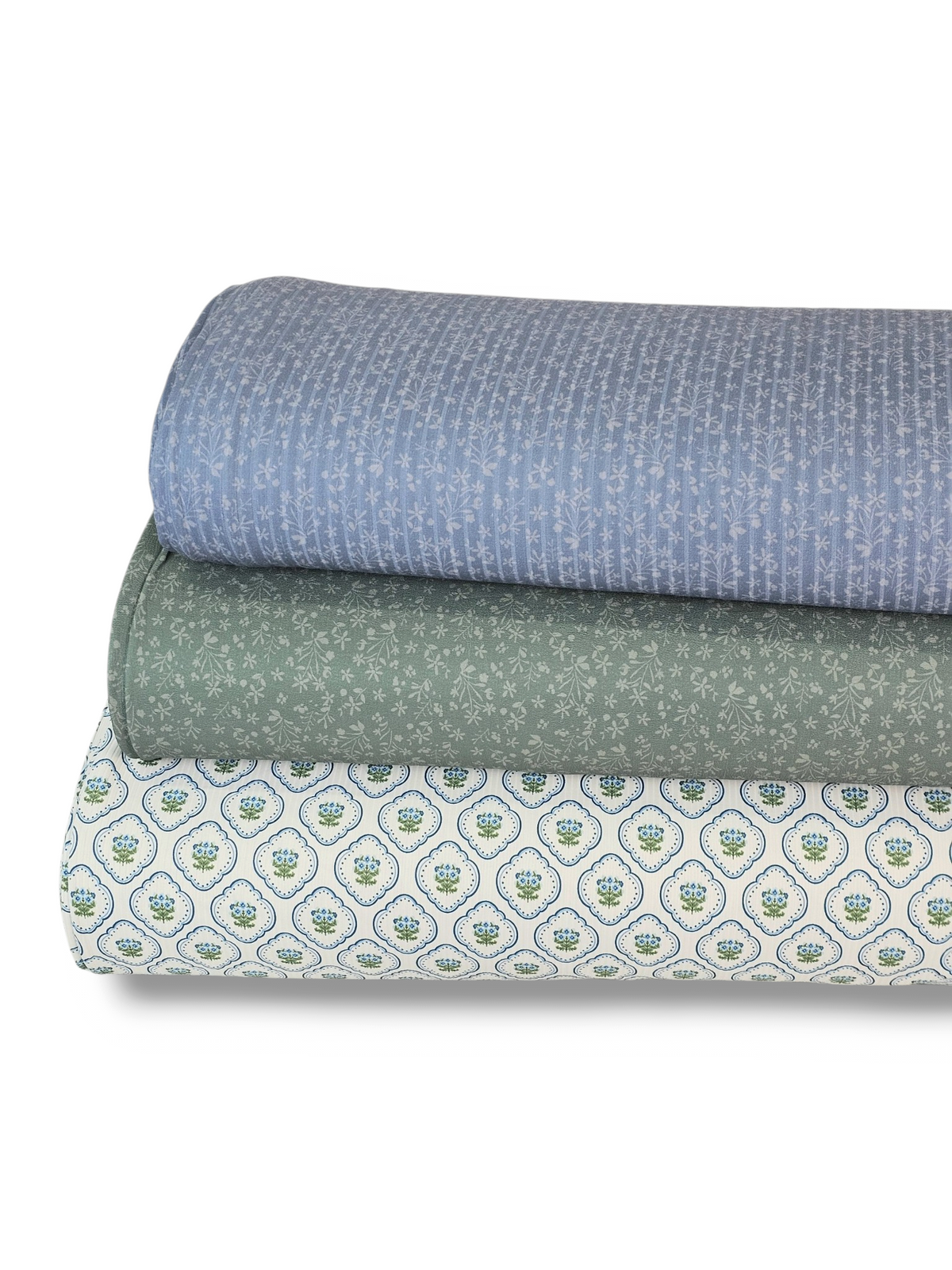 * Unique Design * Ribbed Knit Cotton Feel Light Botanicals Blue