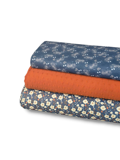 *Unique Design* Swiss Dot Knit Country Bloom Indigo