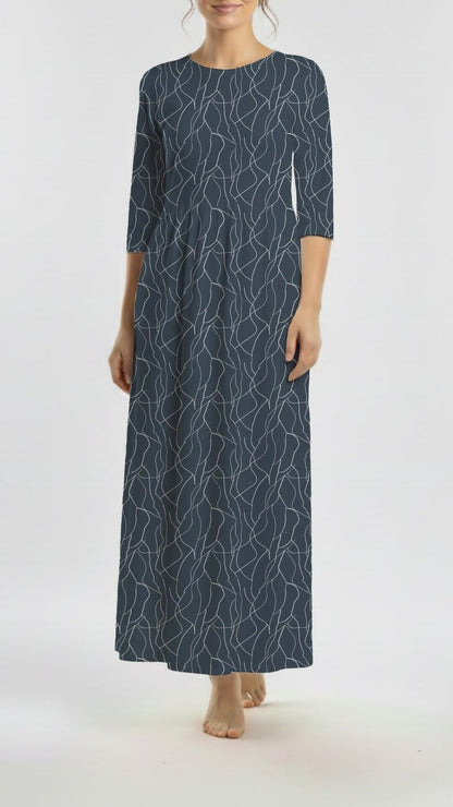 *Unique Design* Tricot Knit Geometric Sketch Denim