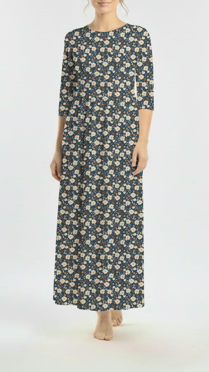 *Unique Design* Swiss Dot Knit Country Bloom Indigo