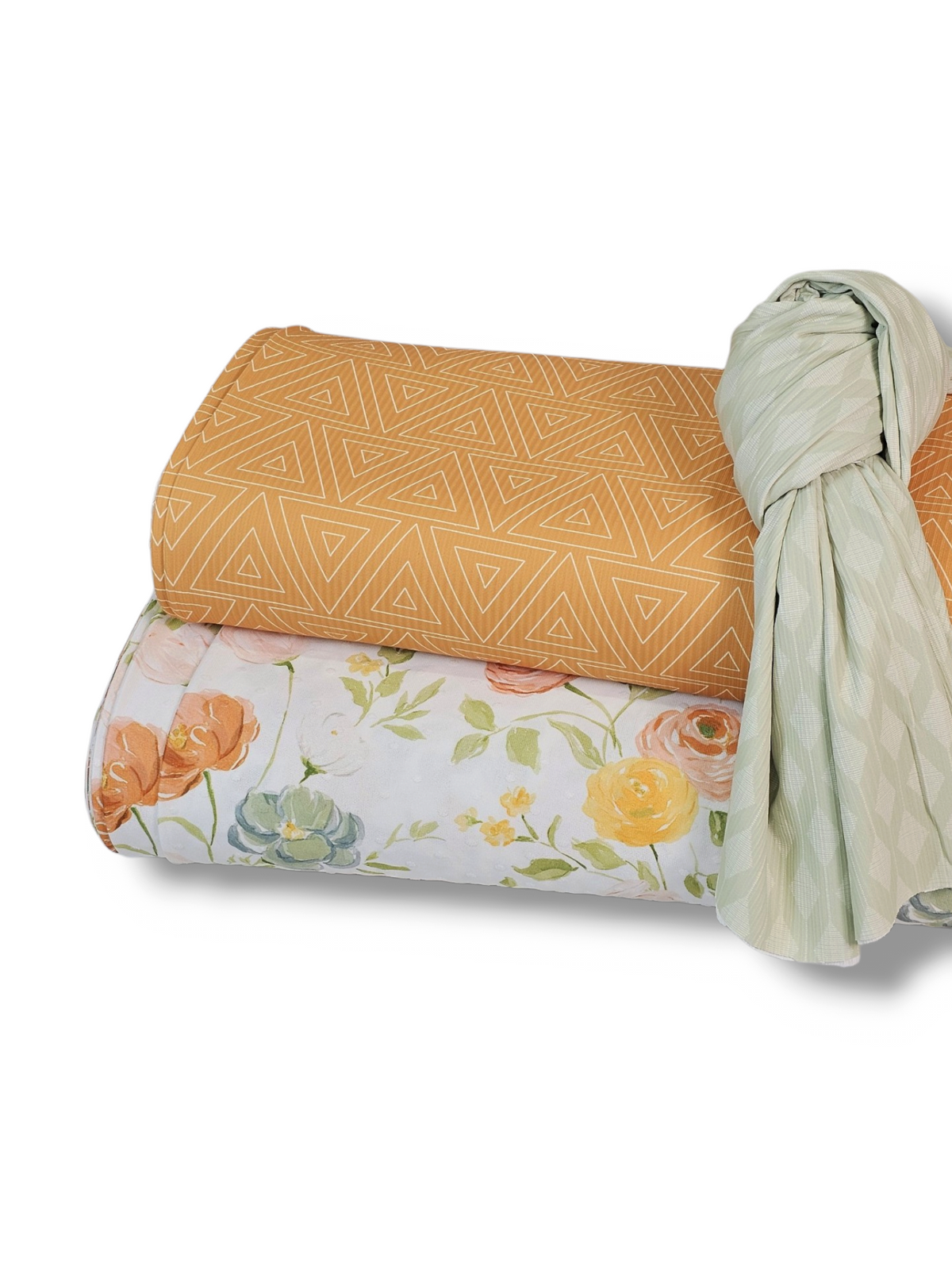 * Unique Design * Swiss Dot Knit Autumn Floral Scape White