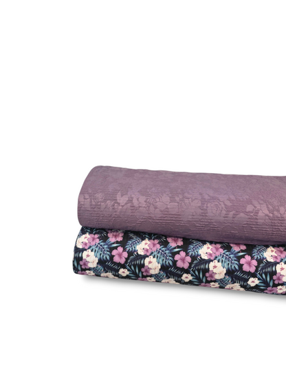 * Unique Design * Ribbed Knit Cotton Feel Tropical Hibiscus Purple