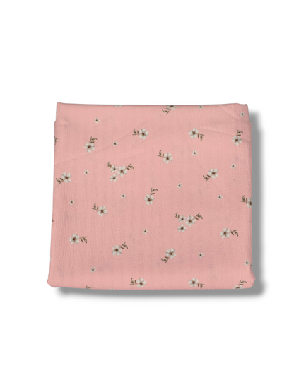 Poly Crepe Dainty Blossoms Pink