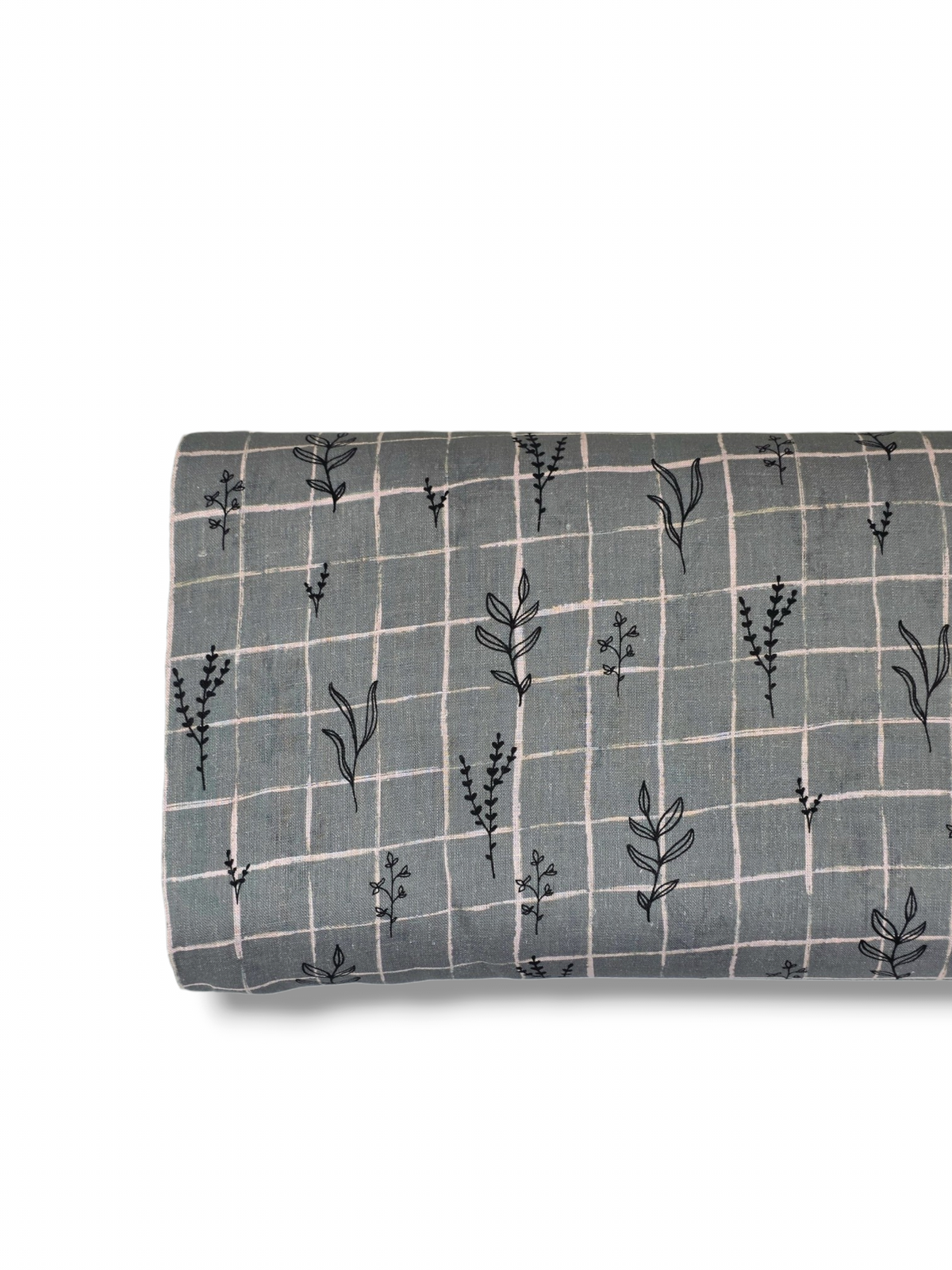 * Unique Design * Linen Modern Stem Grid Dark Sage