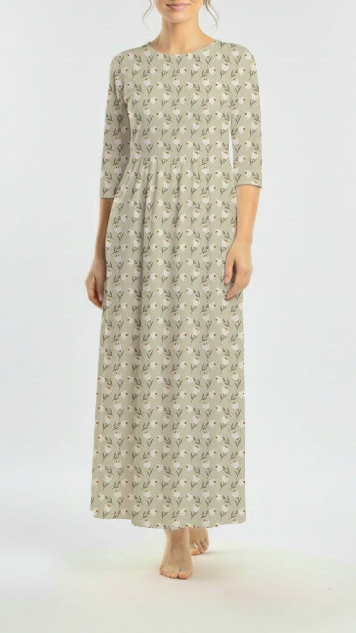 * Unique Design * Willow Ribbed Knit Woodland Bloom Olive Mist