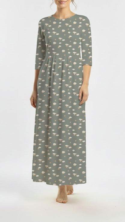 *Unique Design* Swiss Dot Knit Sunny Skies Gray