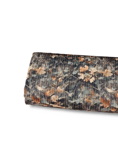 * Unique Design * Ribbed Knit Cotton Feel Camo Leaves