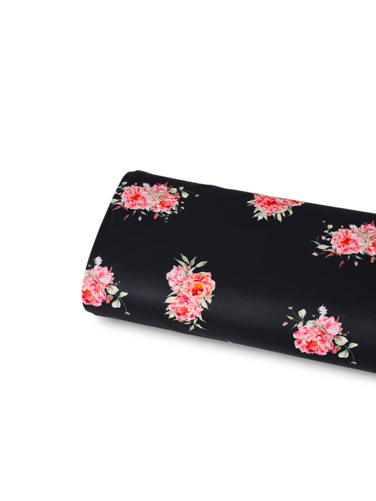 *Unique Design* Tricot Knit Pink Peony Black
