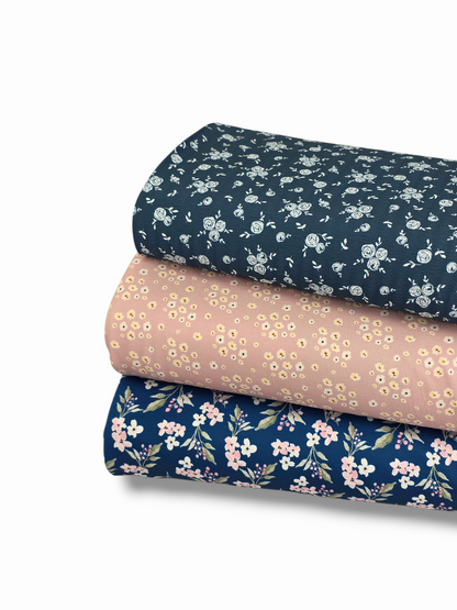 *Unique Design* Crinkled Crepe Garden Rosettes Navy