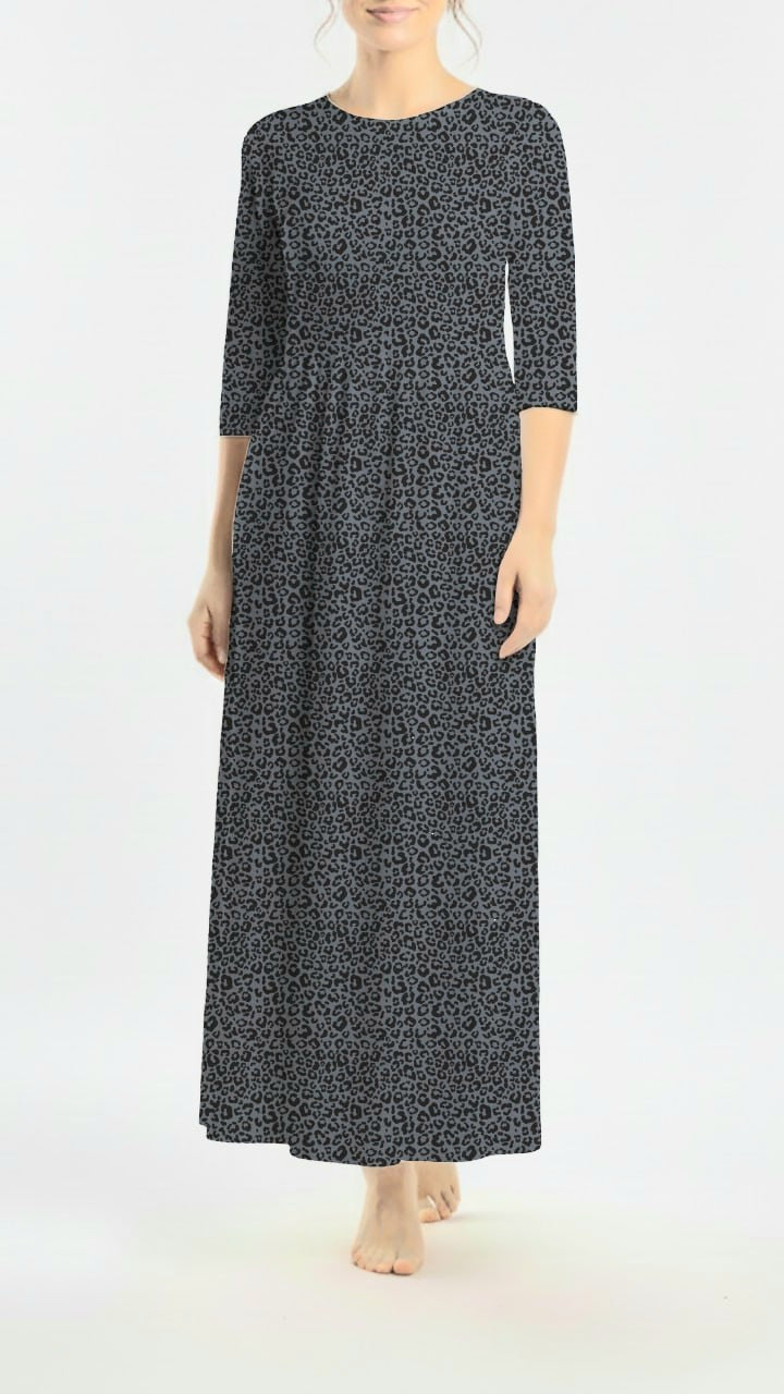 *Unique Design* Tricot Knit Leopard Neutral Navy