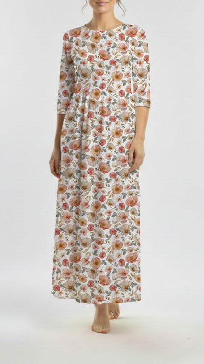 *Unique Design* Willow Ribbed Knit Timeless Pink Blossoms White