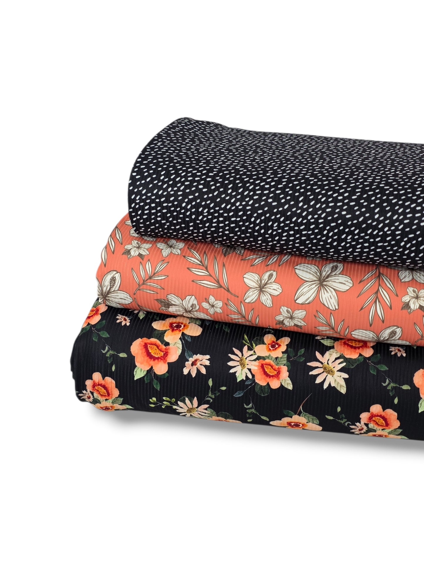 *Unique Design* Willow Ribbed Knit Midnight Peach Floral