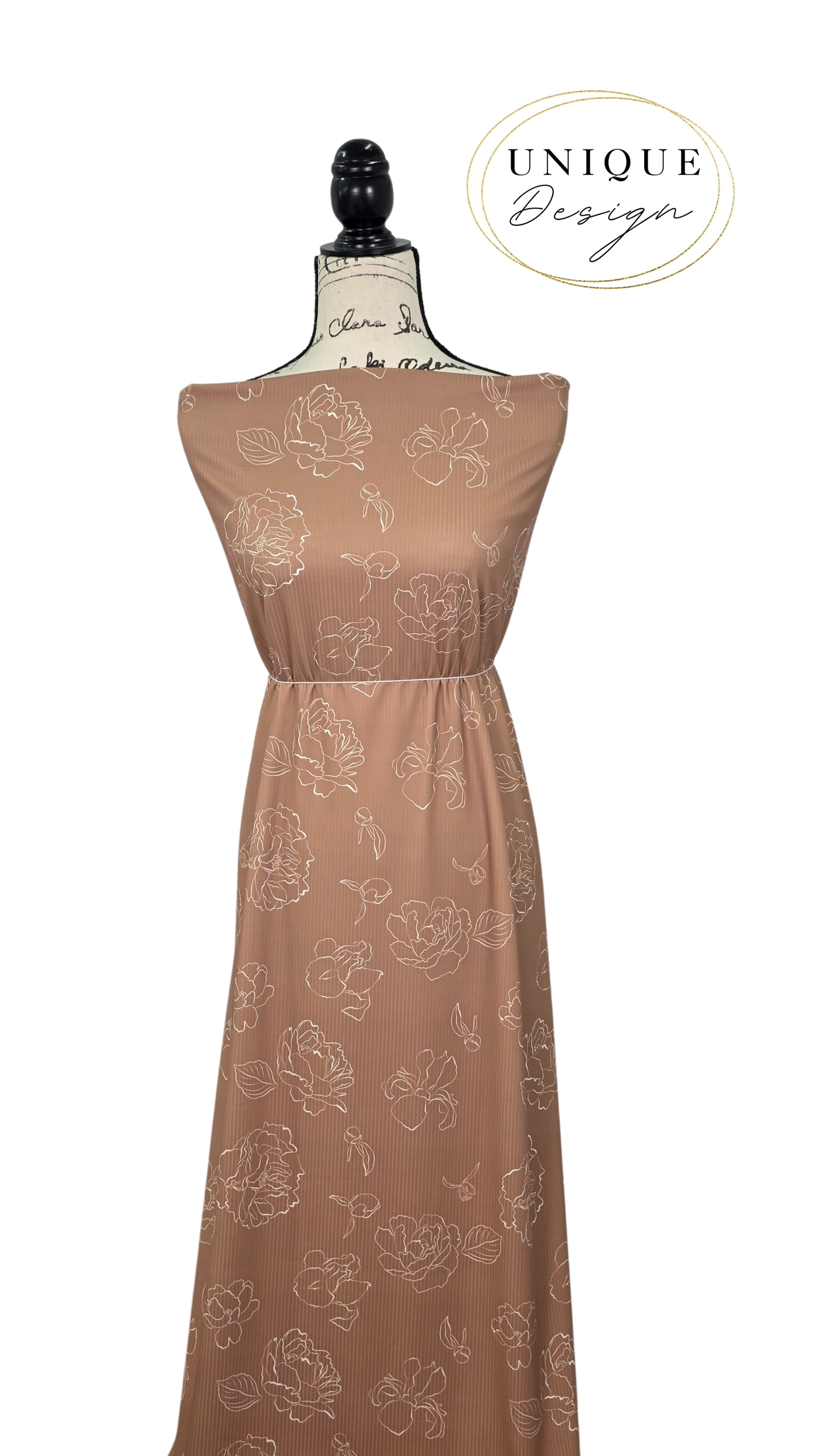 * Unique Design * Willow Ribbed Knit Dreamy Blooms Tan