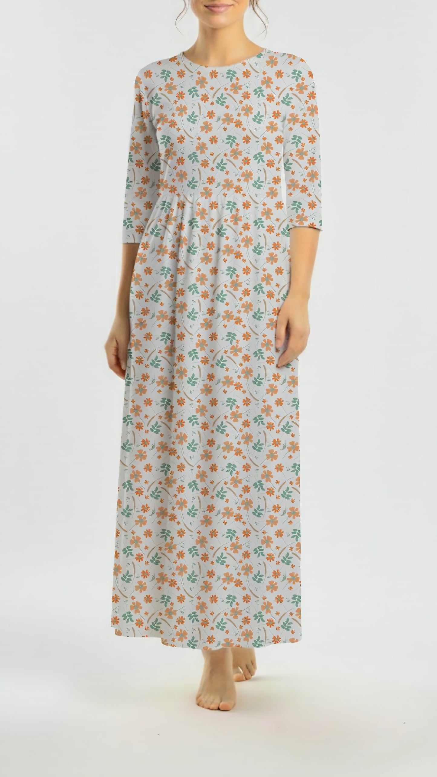 *Unique Design* Willow Ribbed Knit Sunlit Wildflowers White