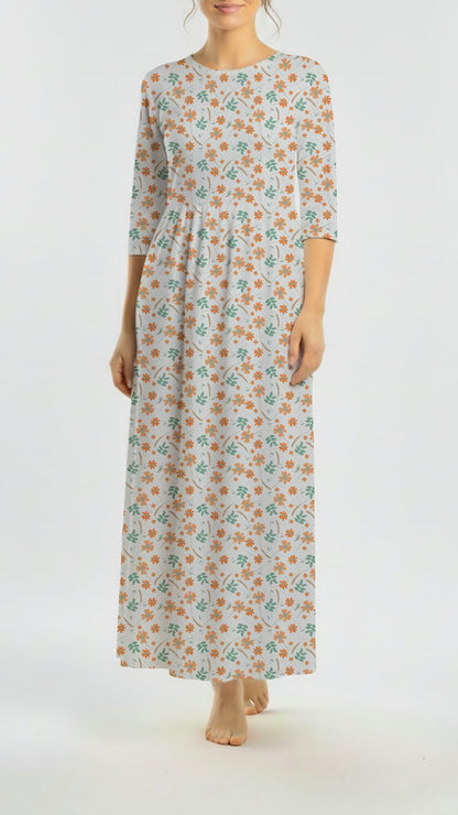 *Unique Design* Willow Ribbed Knit Sunlit Wildflowers White