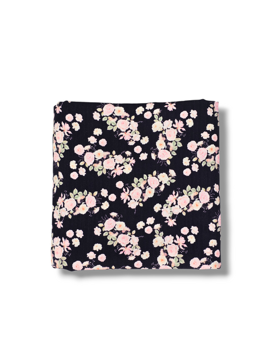 Poly Crepe Blushing Garden Black