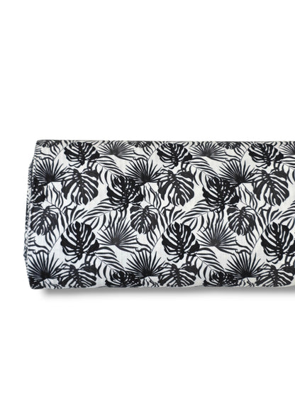 *Unique Design* Ribbed Knit Cotton Feel Island Palms Black + White