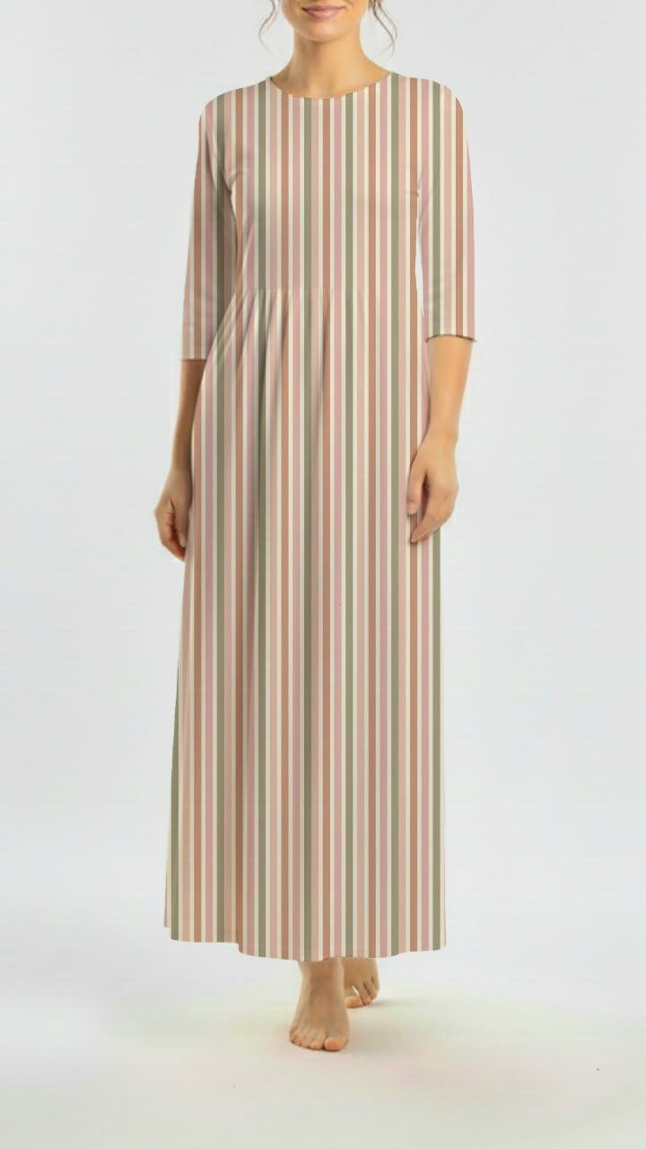 *Unique Design* Willow Ribbed Knit Fun Stripe Green Rose