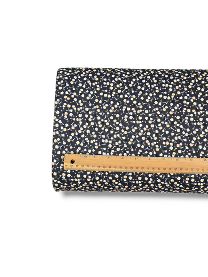 *Unique Design* Swiss Dot Knit Soft Peach Posies Black