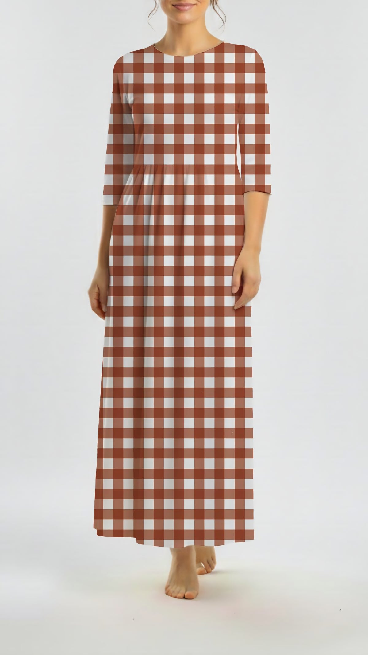 *Unique Design* Willow Ribbed Knit Fall Gingham Rust