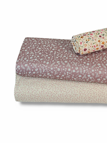 * Unique Design * Linen Wheat & Wildflower Muted Mauve
