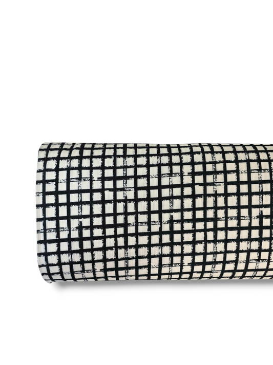 * Unique Design * Ribbed Knit Cotton Feel Brushed Checks Black