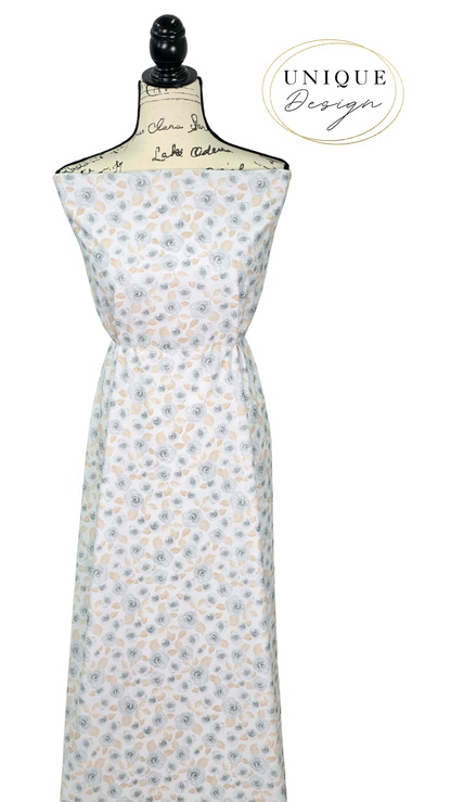 * Unique Design * Swiss Dot Knit Classic Roses Soft Blue