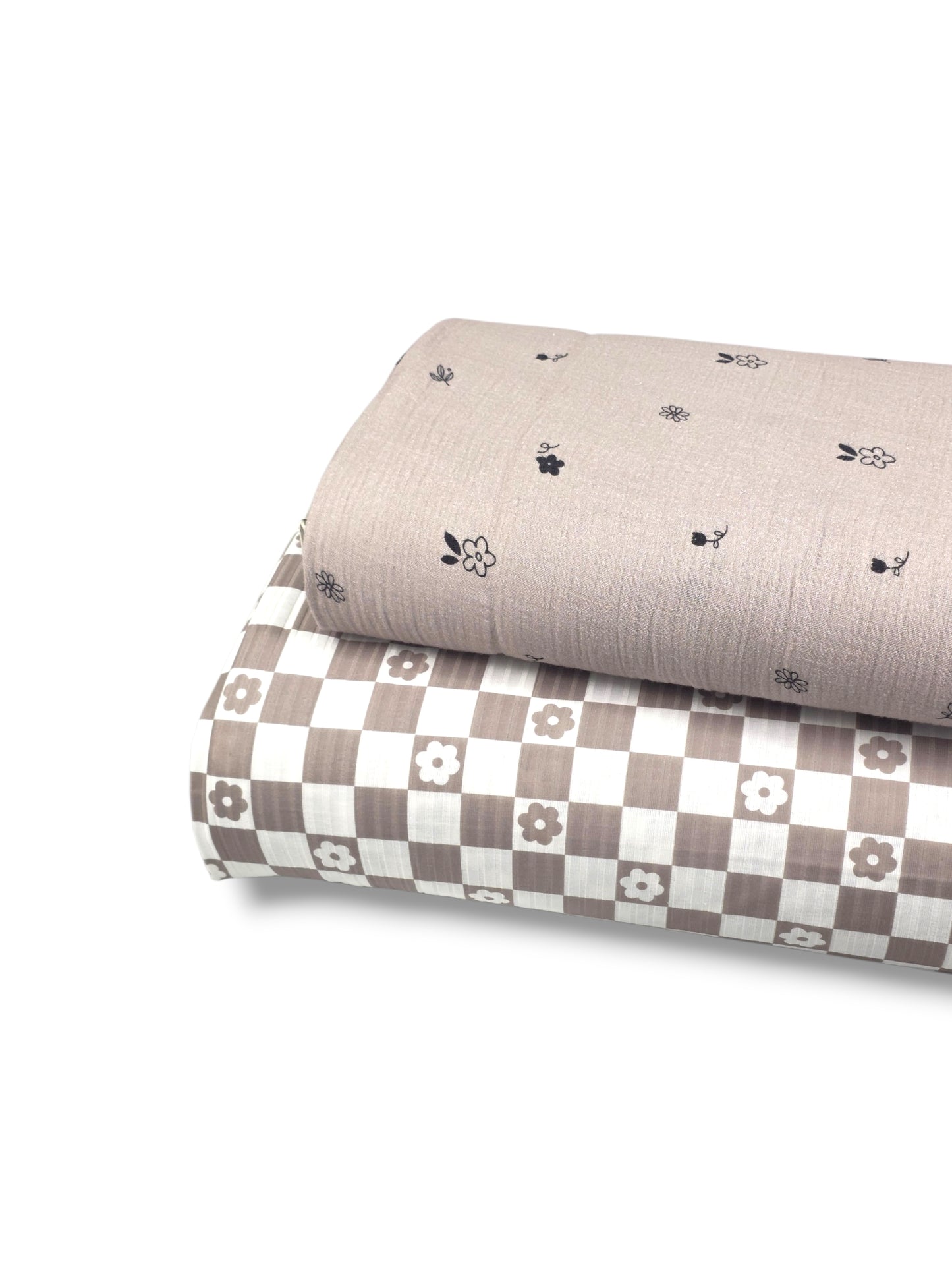 *Unique Design* Ribbed Knit Cotton Feel Garden Check Cocoa