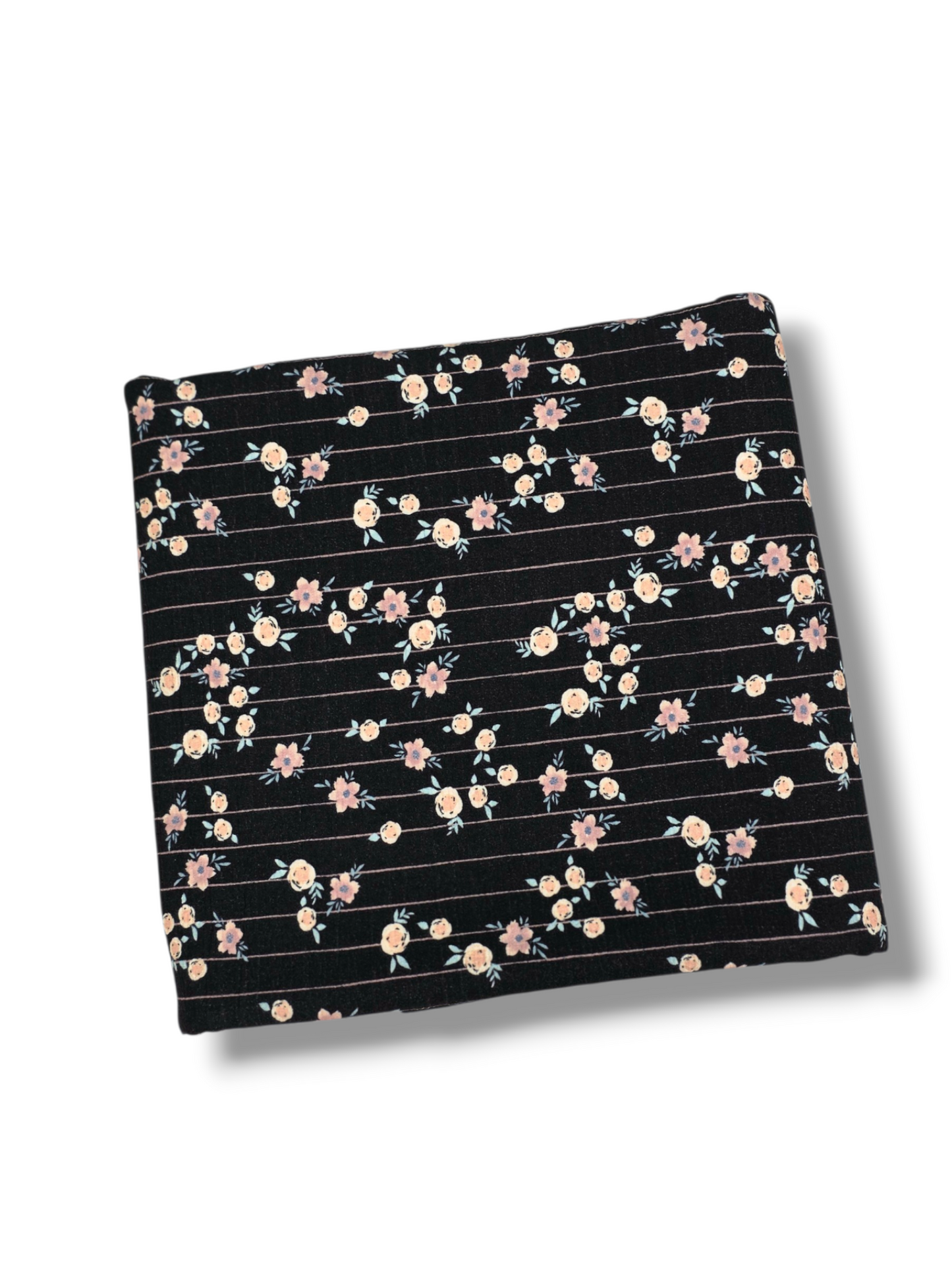 * Unique Design * Crinkled Crepe Rambling Rose Lines Black