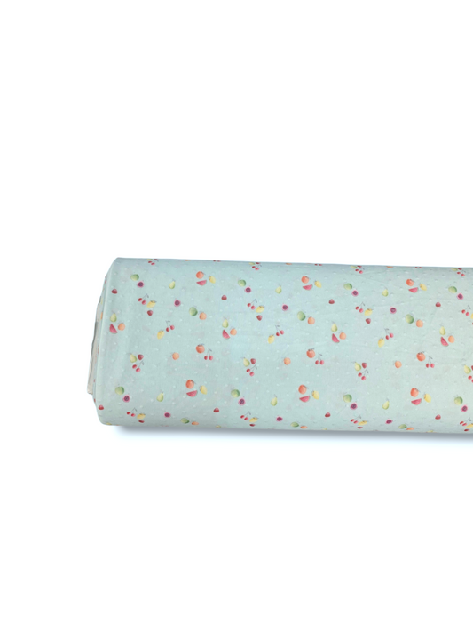 *Unique Design* Swiss Dot Knit Fruity Minis Light Blue