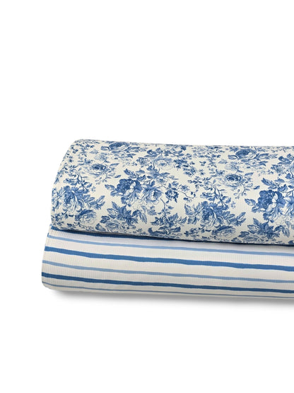 *Unique Design* Willow Ribbed Knit Cottage Blue Blossoms