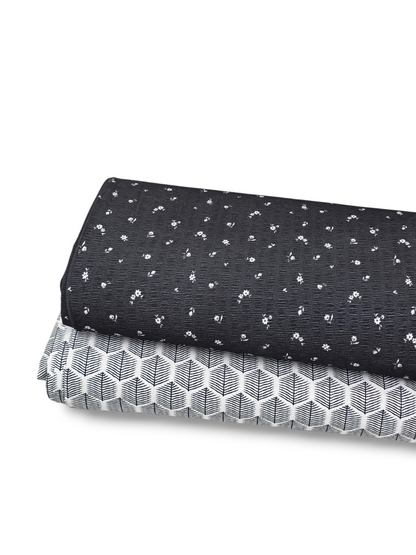 *Unique Design* Crinkled Crepe Ditsy Blooms Black