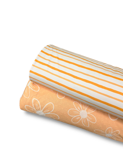 *Unique Design* Swiss Dot Knit White Retro Daisy Yellow