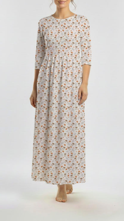 *Unique Design* Willow Ribbed Knit Vintage Bow Blossoms Rust