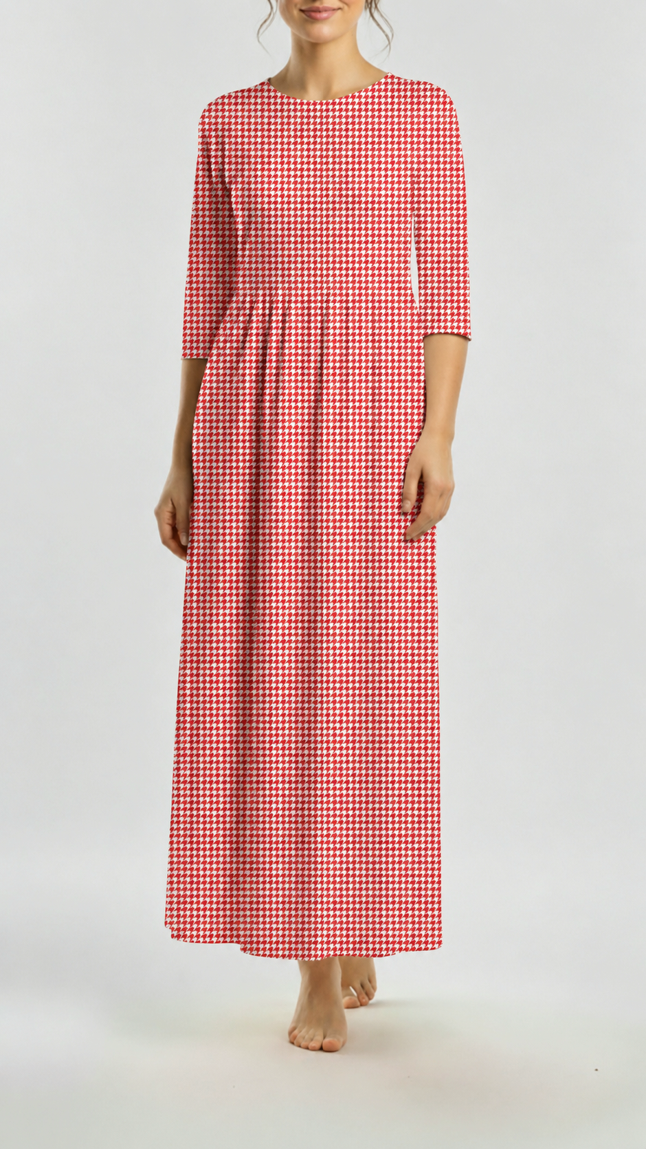 *Unique Design* Willow Ribbed Knit Summer Houndstooth Coral