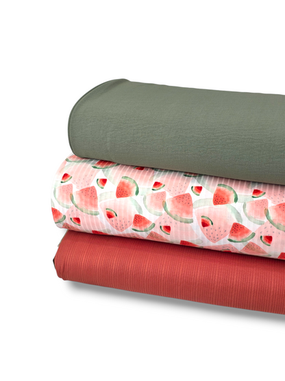 * Unique Design * Ribbed Knit Cotton Feel Watermelon Explosion White