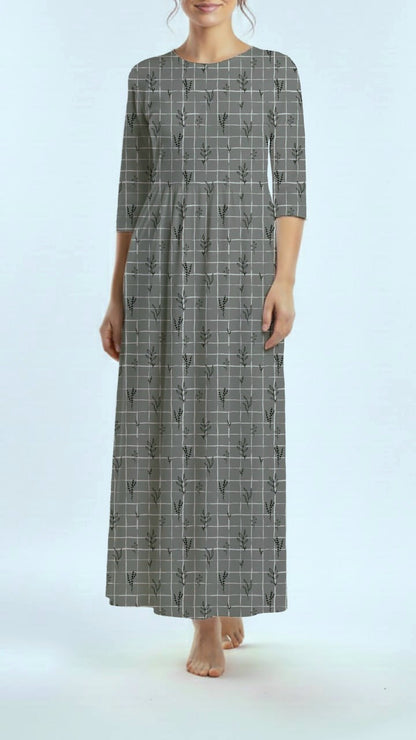 * Unique Design * Linen Modern Stem Grid Dark Sage
