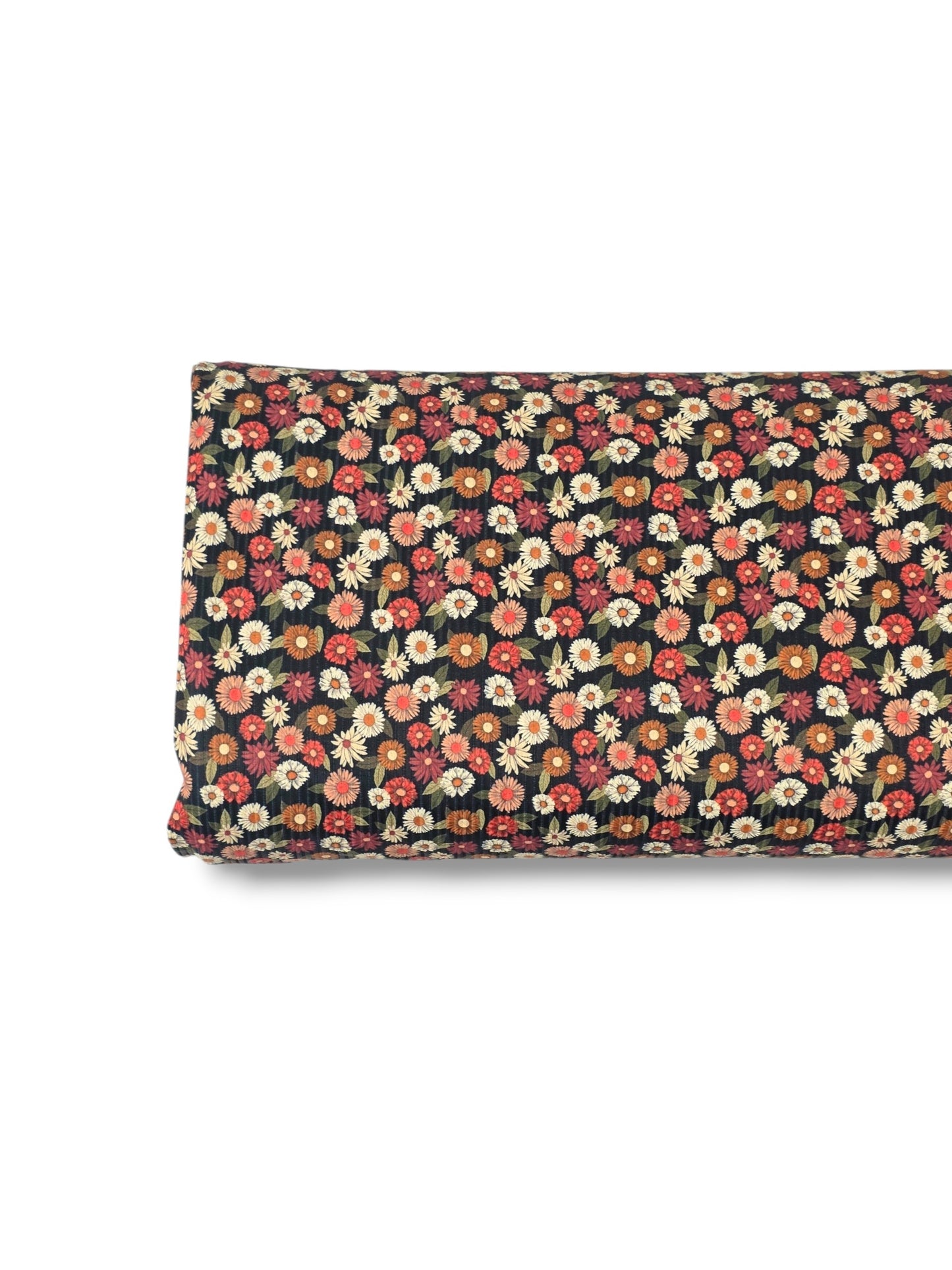 * Unique Design * Willow Ribbed Knit Blossom Patch Black