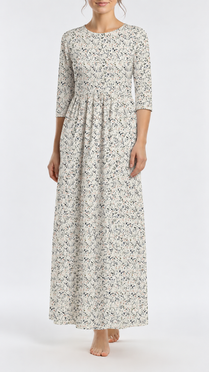 * Unique Design * Crinkled Crepe Green Vines Cream