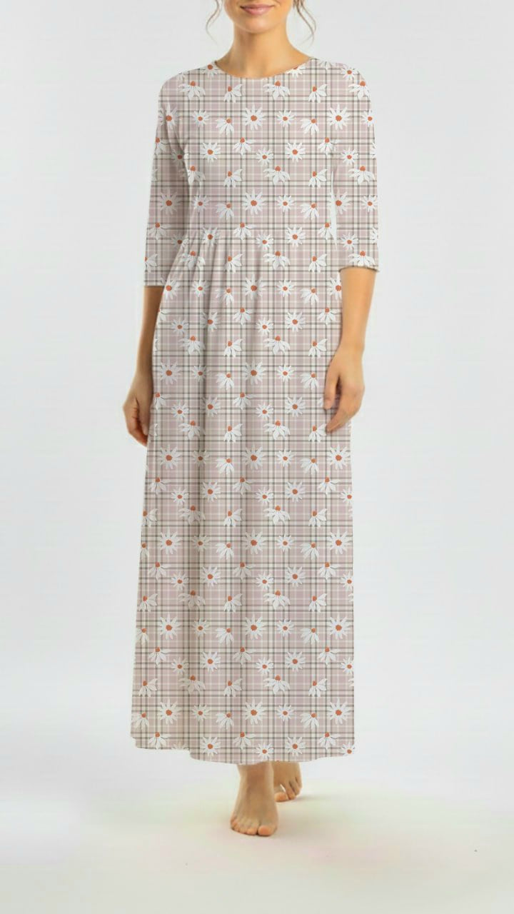 * Unique Design * Ribbed Knit Cotton Feel Daisy Plaid Pink