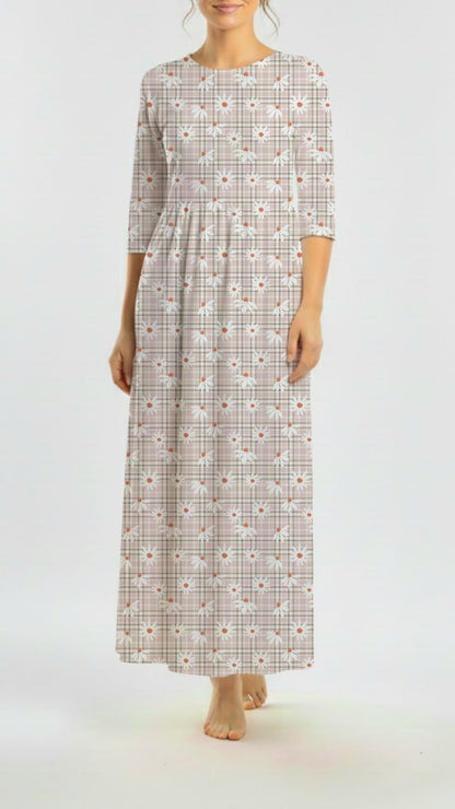 * Unique Design * Ribbed Knit Cotton Feel Daisy Plaid Pink