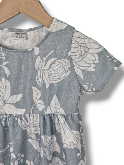 18-24 Mo Dress Embossed Knit Dusty Blue