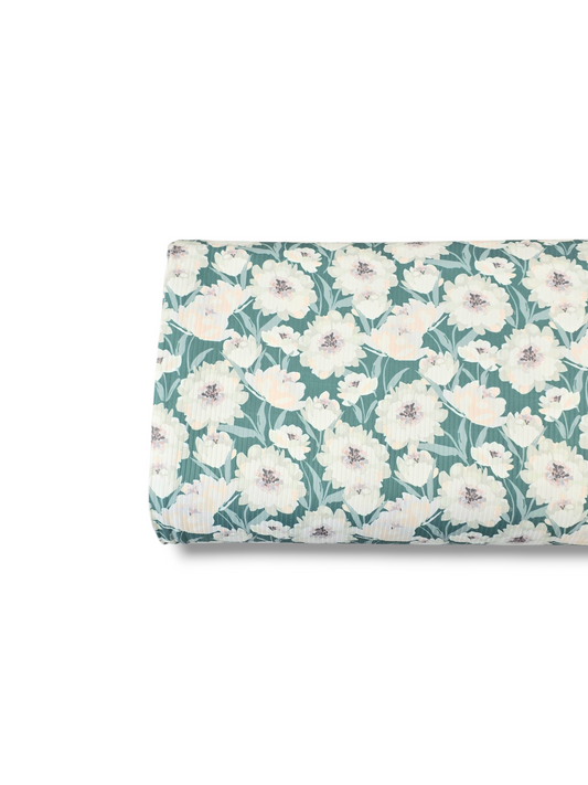 *Unique Design* Willow Ribbed Knit Teal Blossom Meadow