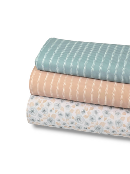* Unique Design * Swiss Dot Knit Classic Roses Soft Blue