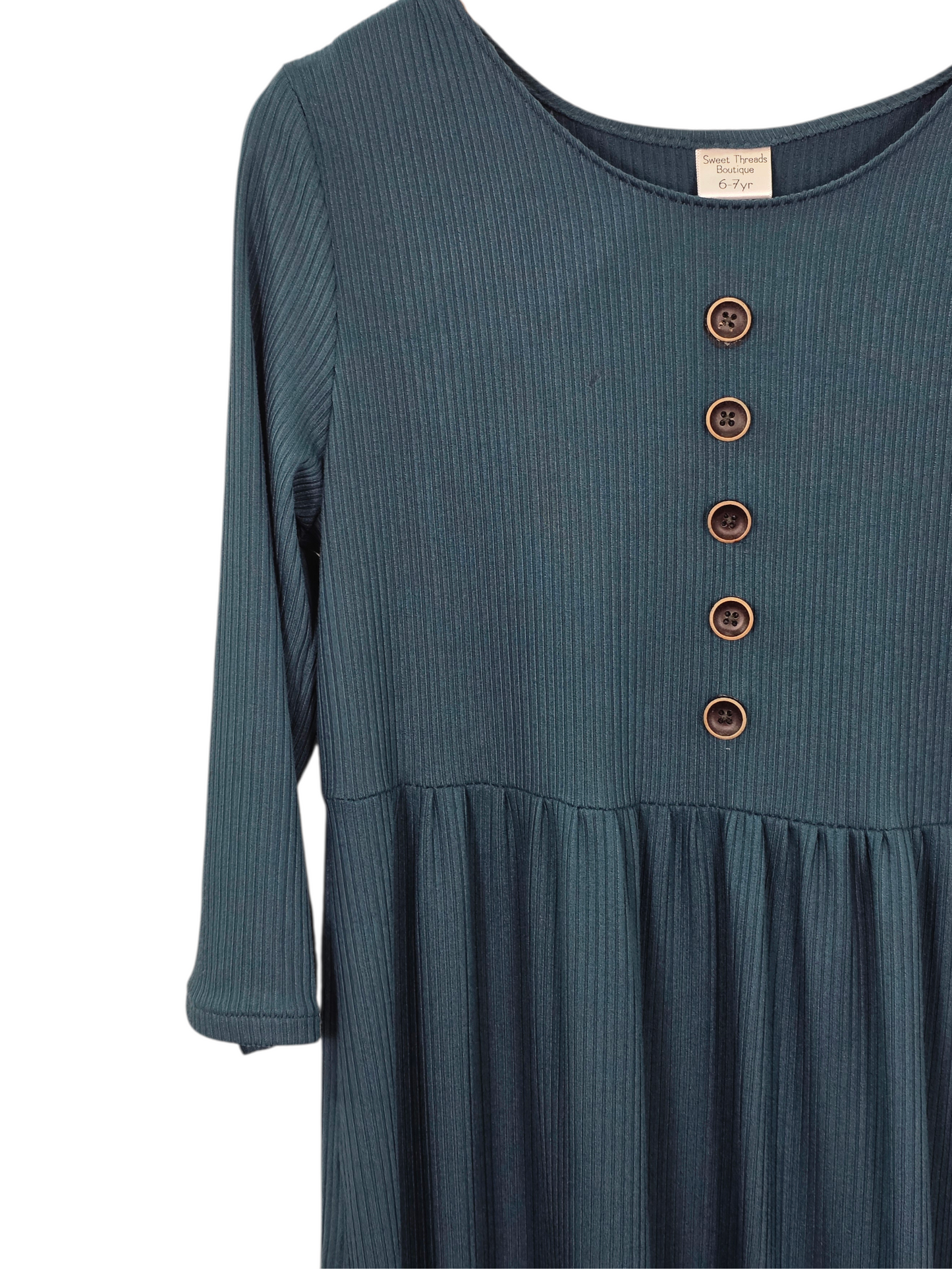 6-7 Year Dress Brushed Ribbed Knit Night Teal