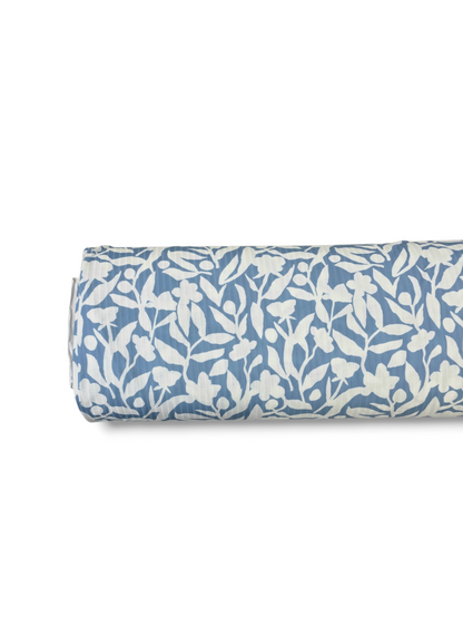* Unique Design * Ribbed Knit Cotton Feel Abstract Floral Sky Blue