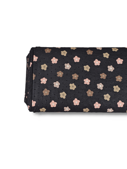 *Unique Design* Swiss Dot Knit Retro Daisy Black